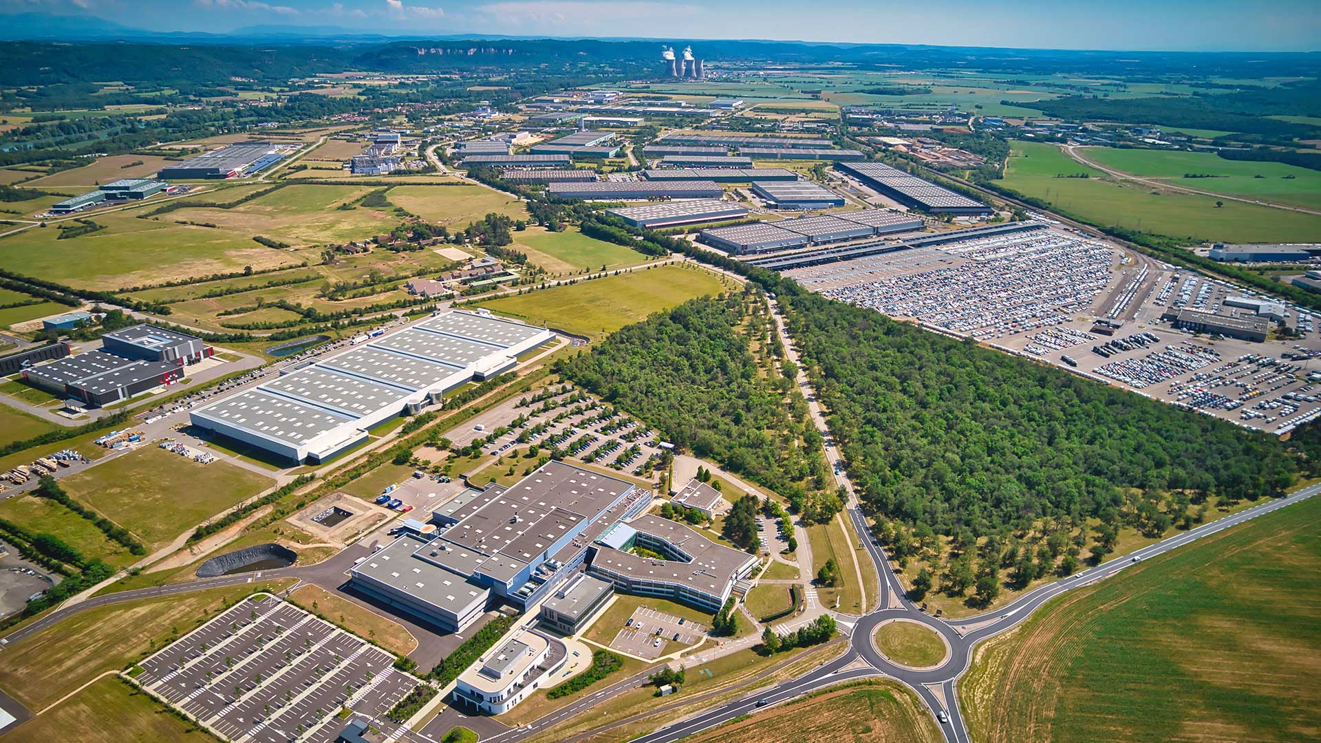 Aerial view of the Plaine de l'Ain industrial park (PIPA)