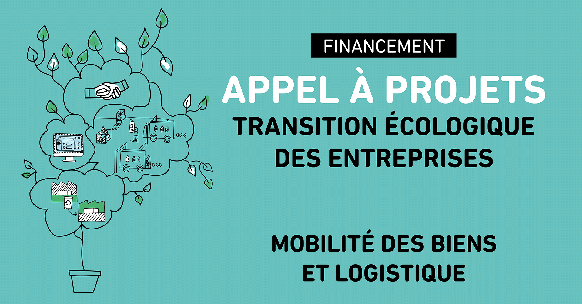 visuel appel à projets de la Métropole de Lyon "Transition écologique des entreprises 2022 : mobilité des biens et logistique