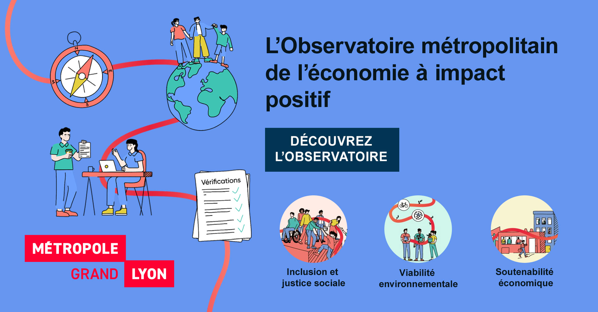 Découvrez l'Observatoire métropolitain de l’économie à impact positif de la Métropole de Lyon : inclusion et justice sociale, viabilité environnementale, soutenabilité économique